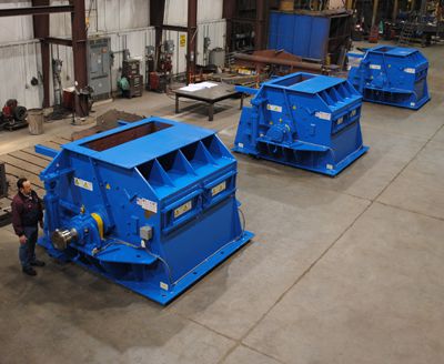 Three type NF & GA hammer mills for high volume battery crushing in a warehouse - Williams Patent Crusher
